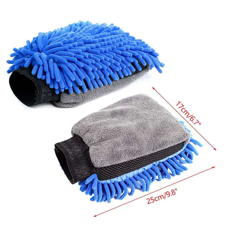 1PCS Waterproof Car Wash Microfiber Chenille Gloves Thick Car Cleaning Mitt Wax Detailing Brush Auto Care Double-Faced Glove